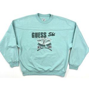 Vintage 80s Georges Marciano Guess Mens Large Ski Skier Sweatshirt Made In USA